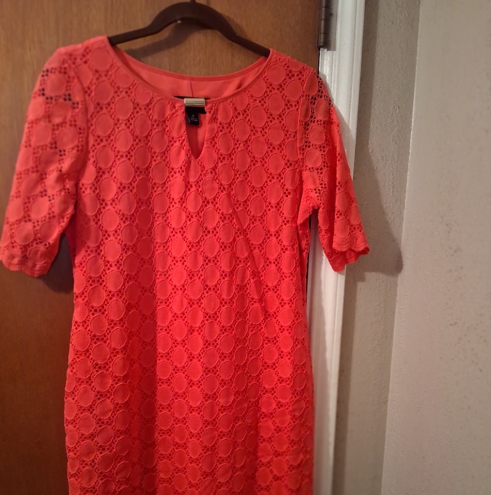 Vibrant Coral Lace Dress